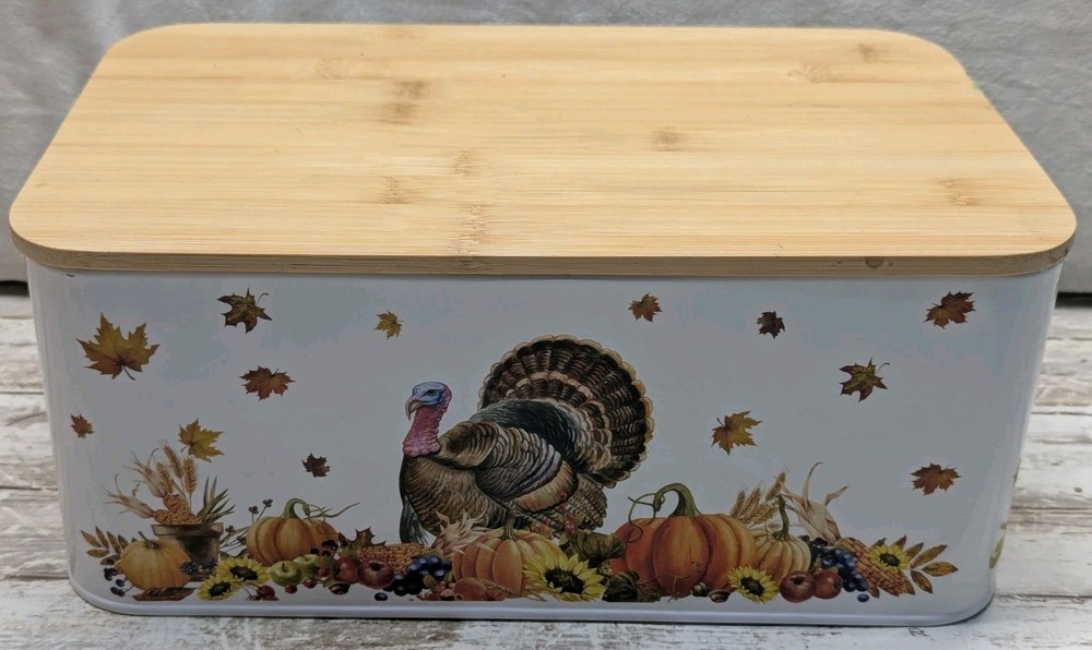 Thanksgiving Decor Tin Box Festive Container