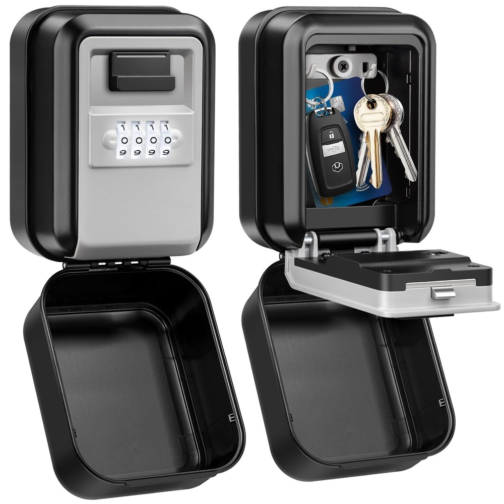 Key Lock Box, Waterproof Wall Mount Lock Box for Keys with Code, 4 Digit Comb...