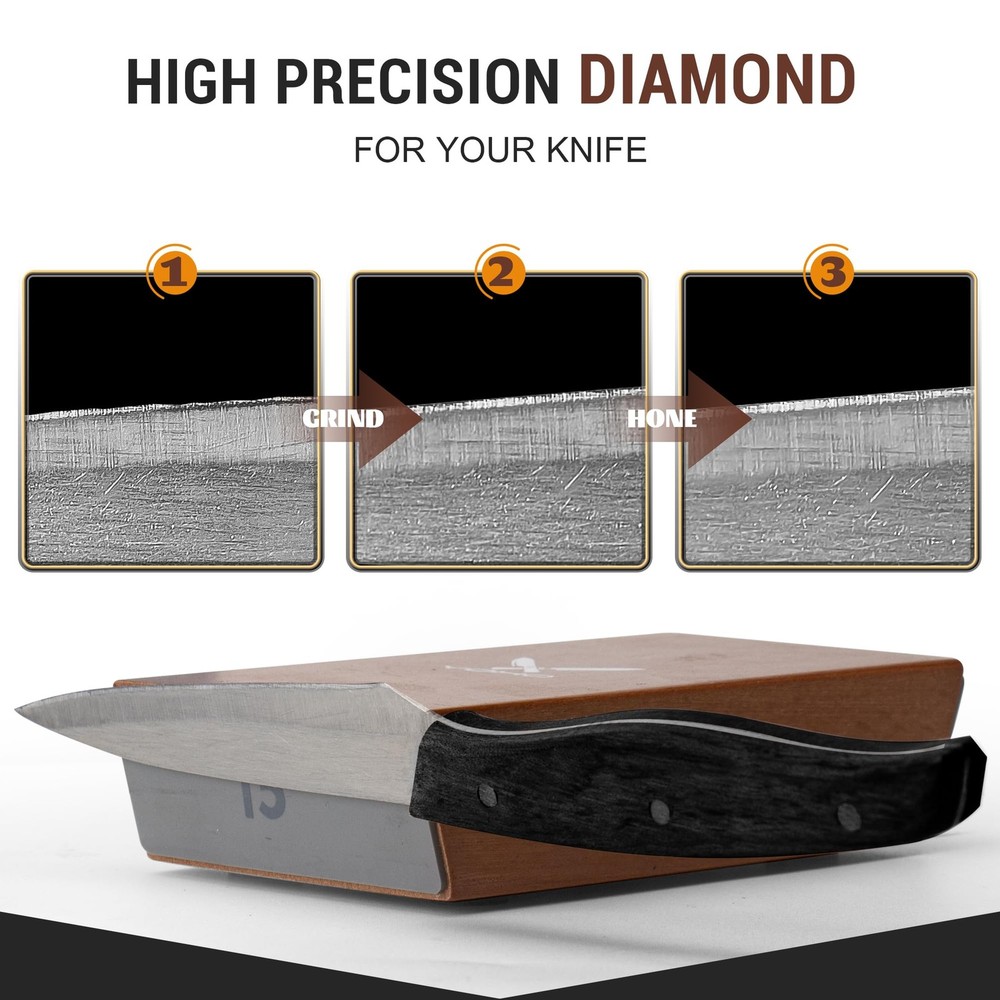 Rolling Knife Sharpener Kit Upgraded Diamond Kitchen Knife Sharpener with 15°...
