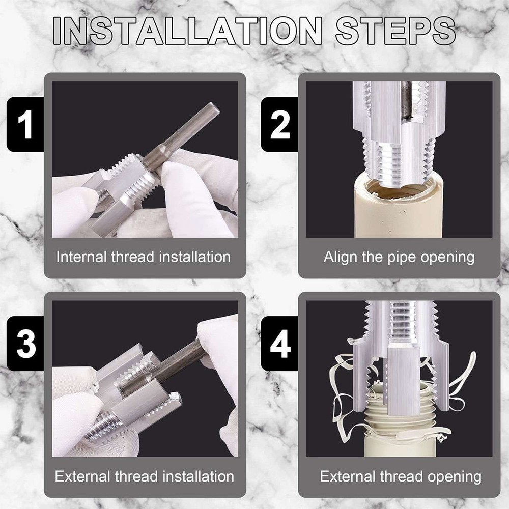 2Pcs 1/2''&3/4'' Water Pipe Integrated Internal & External Pipe Threading Tool
