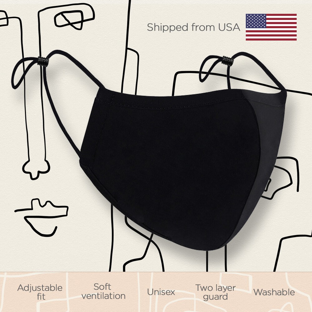 Face Mask Double Layer Washable Cotton Adjustable Straps Unisex Face Mask