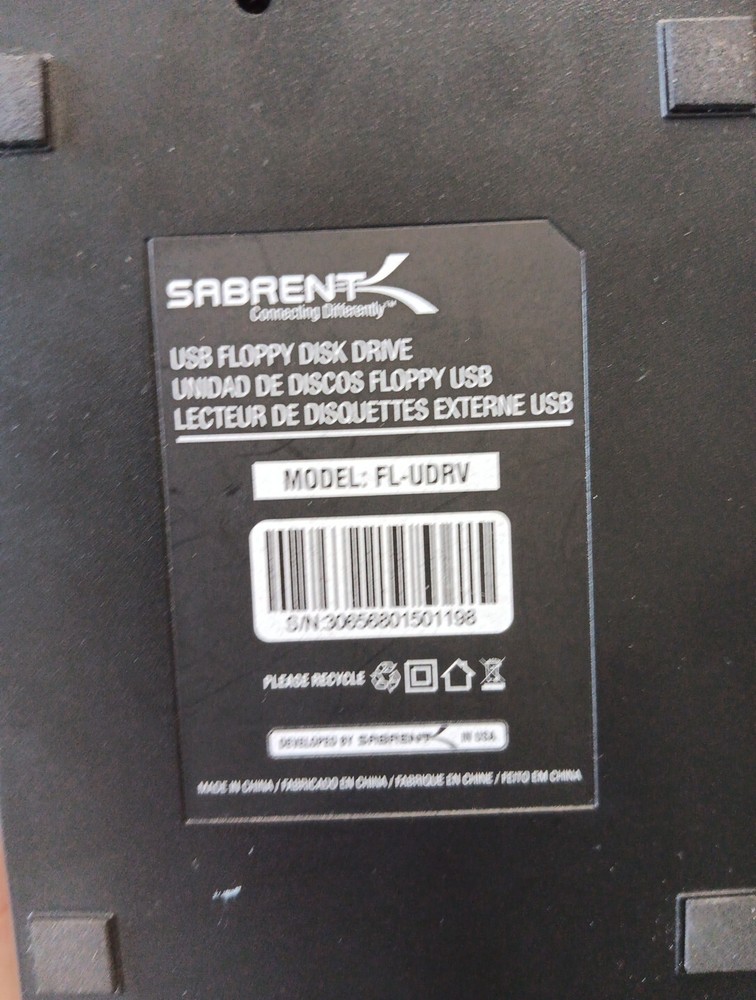 3.5" USB Portable Floppy Diskette Drive External Sabrent