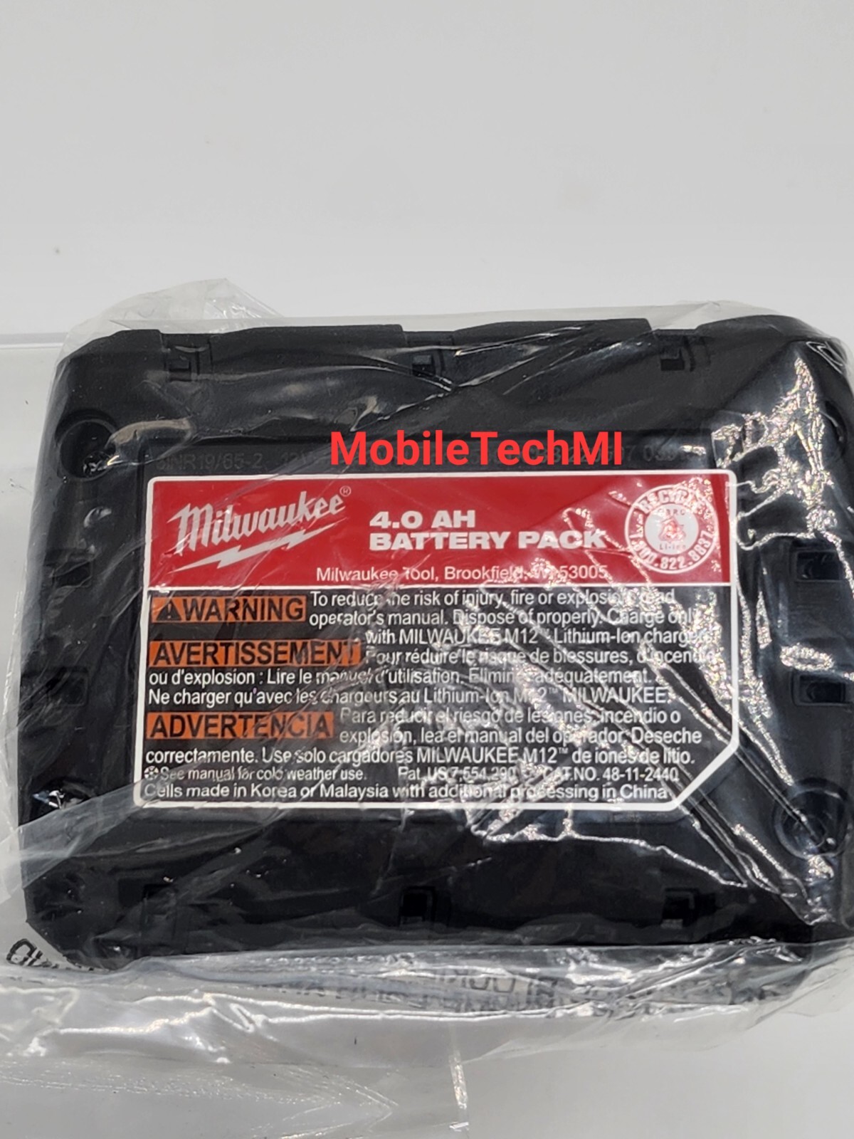 Milwaukee 2475-21XC M12 Cordless Portable Car Tire Inflator 4.0 Ah Battery NEW