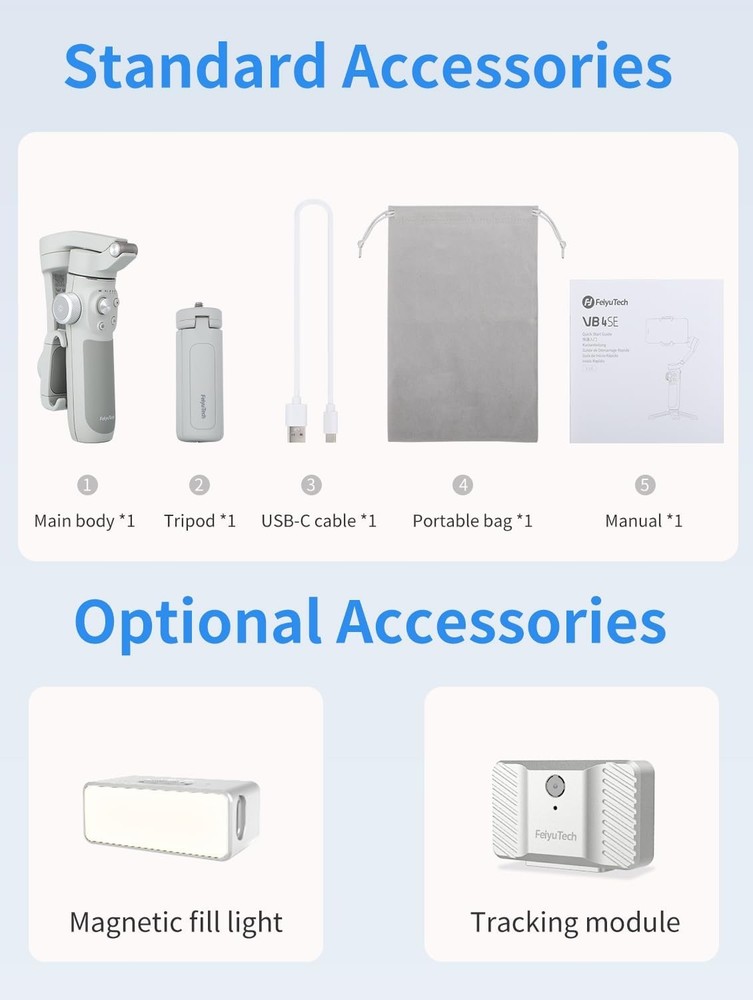 Feiyu VB4 Smartphone Gimbal Stabilizer for iPhone Android Foldable Selfie Stick