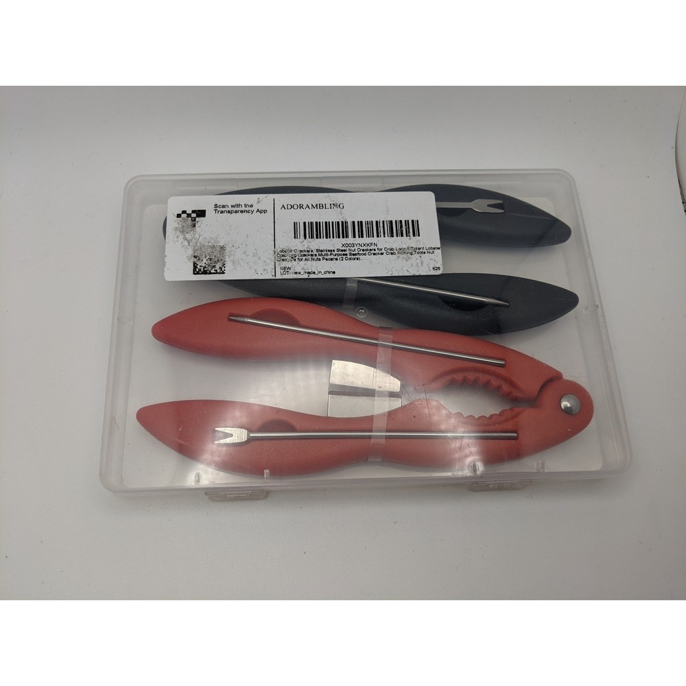 Adorambling Nut Cracker Set Crab Lobster Shellfish Tools Red Black