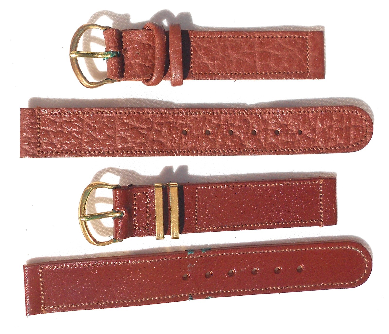 TWO (2) MINT ORIG WW2 1944-DATED GI-ISSUE BROWN LEATHER WATCH BANDS, GOATSKIN