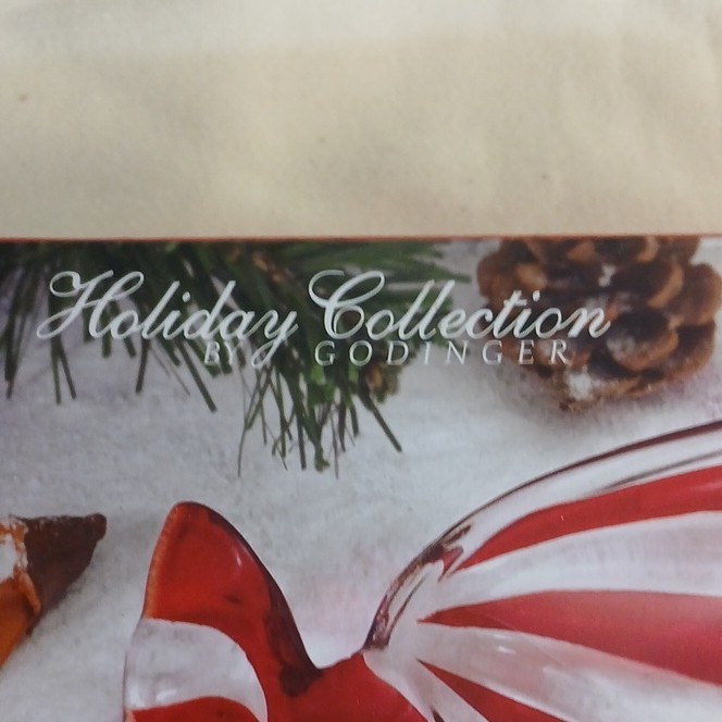 Godinger Holiday Collection Crystal Oval Candy Dish Red Clear Peppermint Pattern