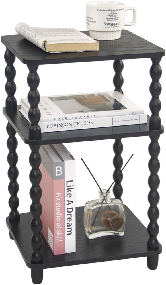 End Table Modern Side Table W/ 3 Tier Open Shelf Small Table Bed Side Tables