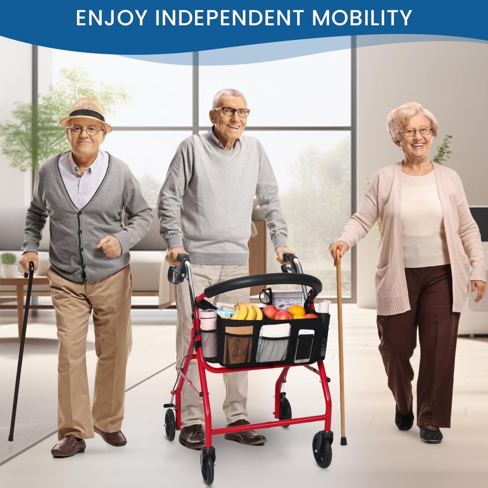 Foldable Rollator Basket Large Walker Accessories Bag Rollator Walker Basket