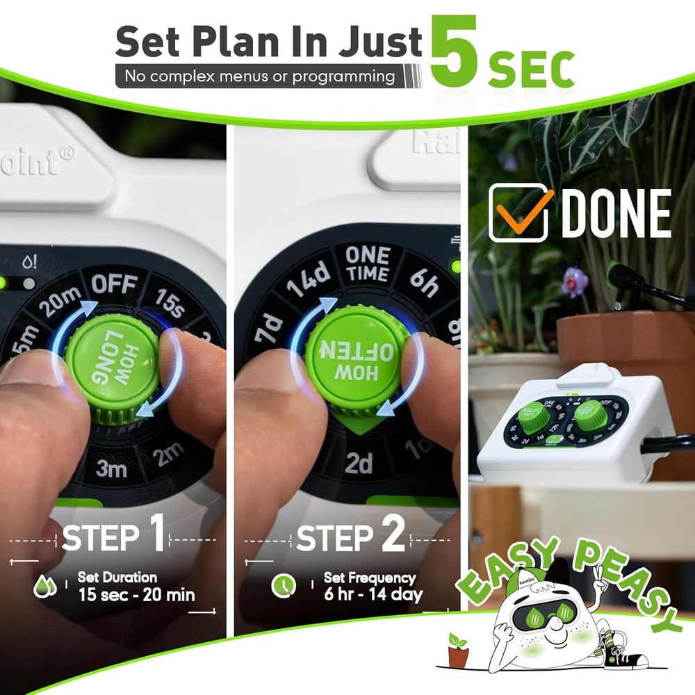 RAINPOINT Easy-Setup Automatic Plant Waterer Indoor for Pot Plant Adjustable Wat