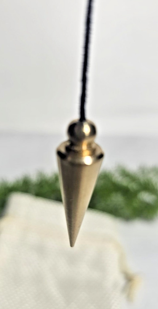 Cone Shaped Dowsing Biolocation Pendulum Brass Gold Toned Gift With A Thread