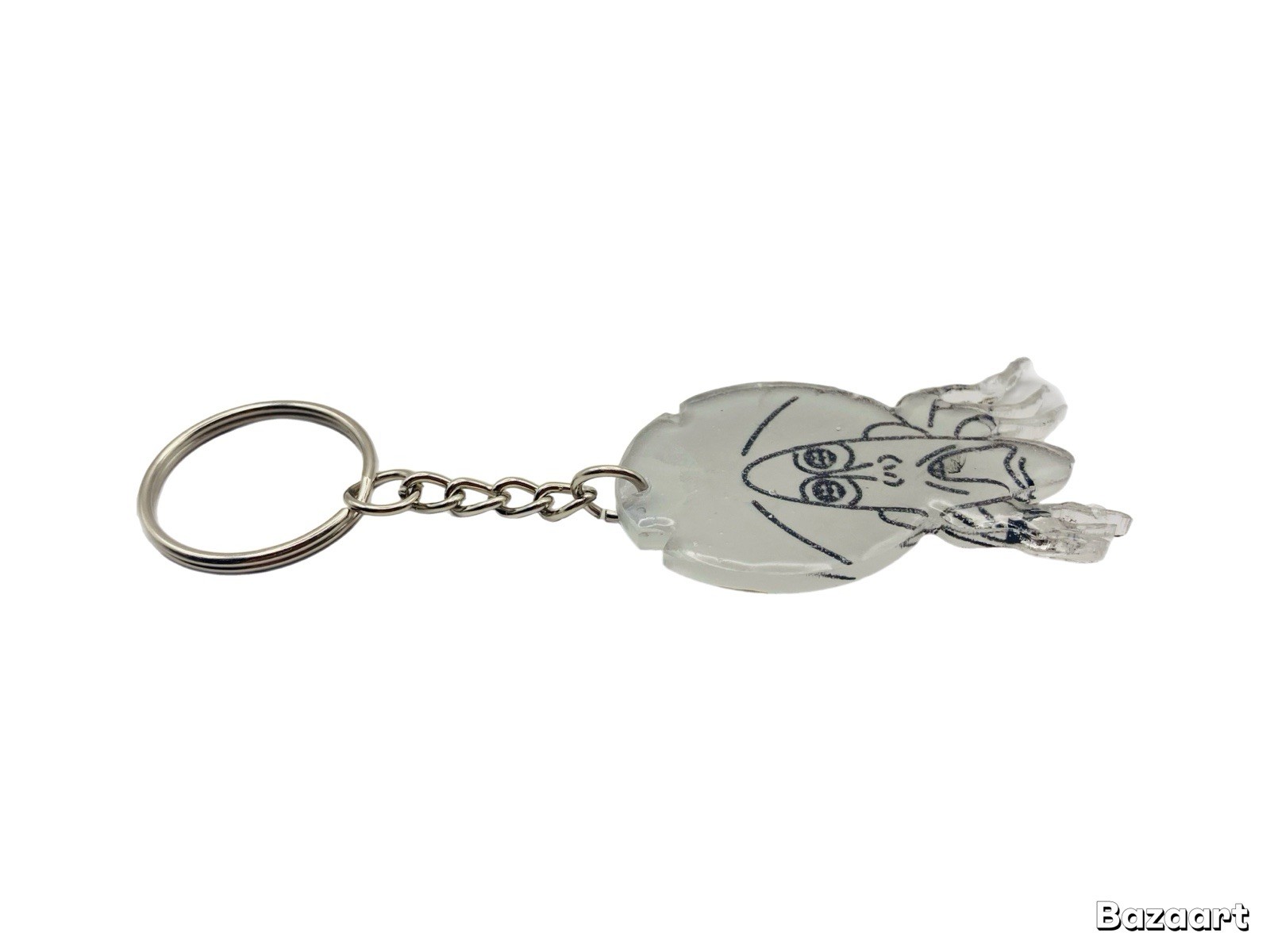 Coraline Inspired Handmade Resin Keychain, Button Eyes Handmade Resin Face Head