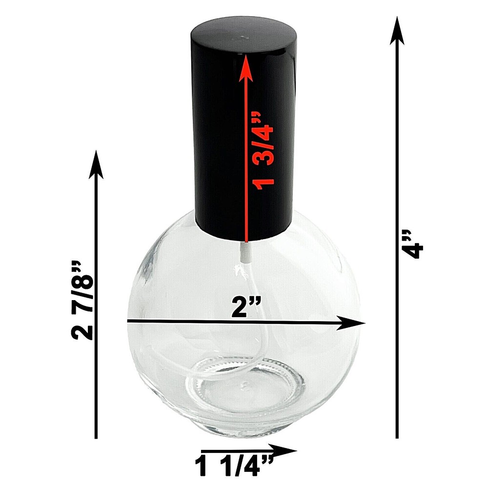 75ml 2.5 oz Empty Sphere Glass Perfume Bottles Black Atomizer Refillable Decant
