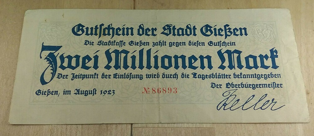GERMANY  3 MILLION MARK  - 1923 - EMERGENCY NOTE  BCS/893