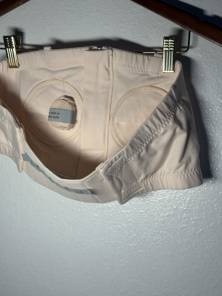 Beige Hands-Free Breast Pump Bra with Adjustable Back Panel