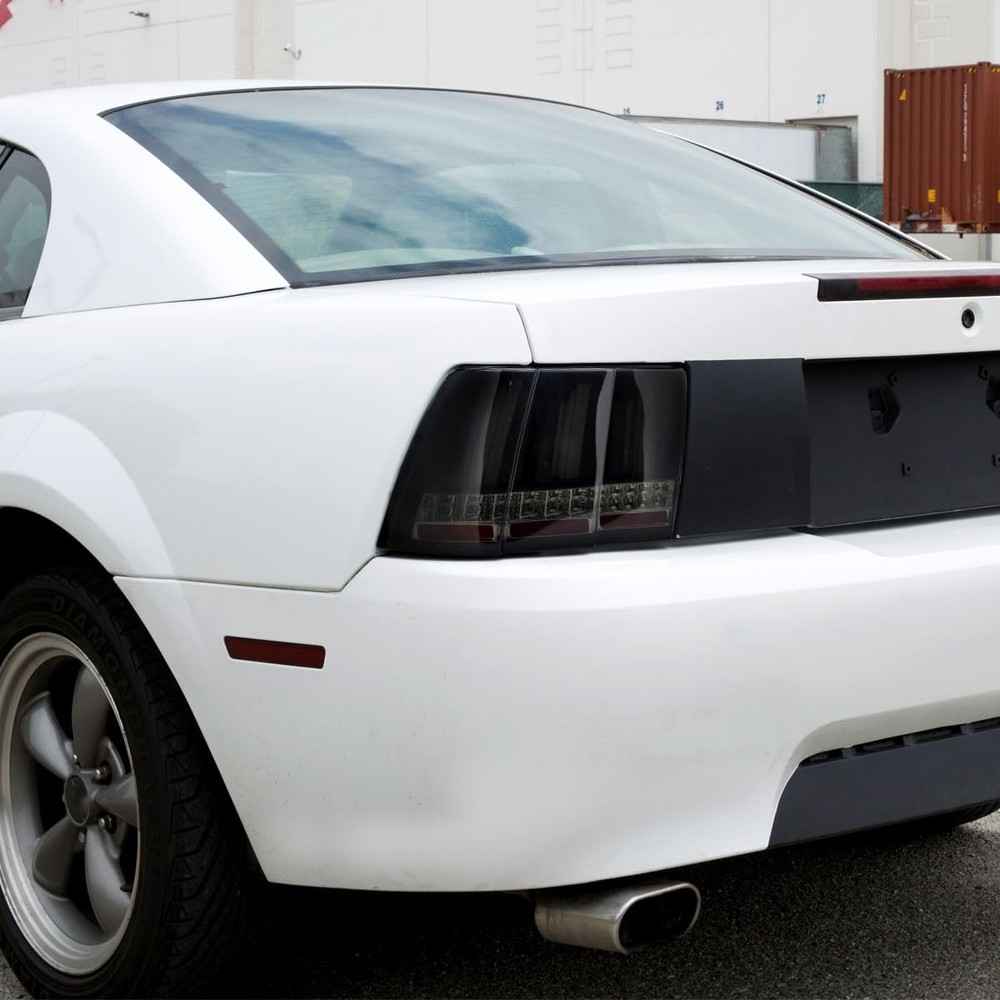 1999-2004 Ford Mustang US Spec LED Sequential Tail Lights Pair Black Smoke