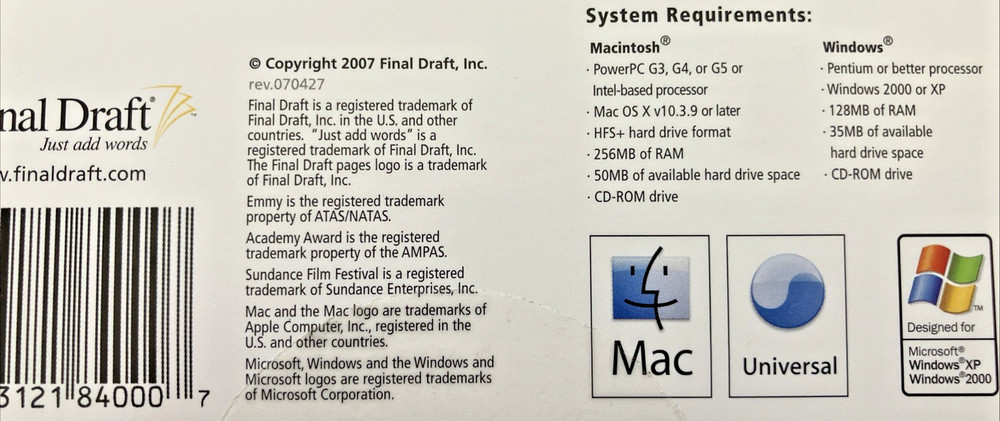 Final Draft Version 7 Professional Scriptwriting Software Mac & Windows