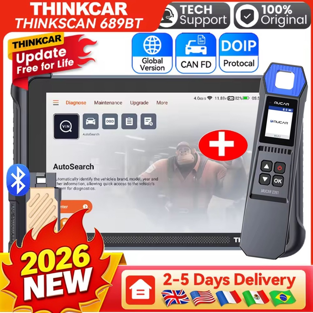 THINKSCAN 689BT+T261 TPMS Tool Free Update Bidirectional OBD2 Scanner ECU Coding