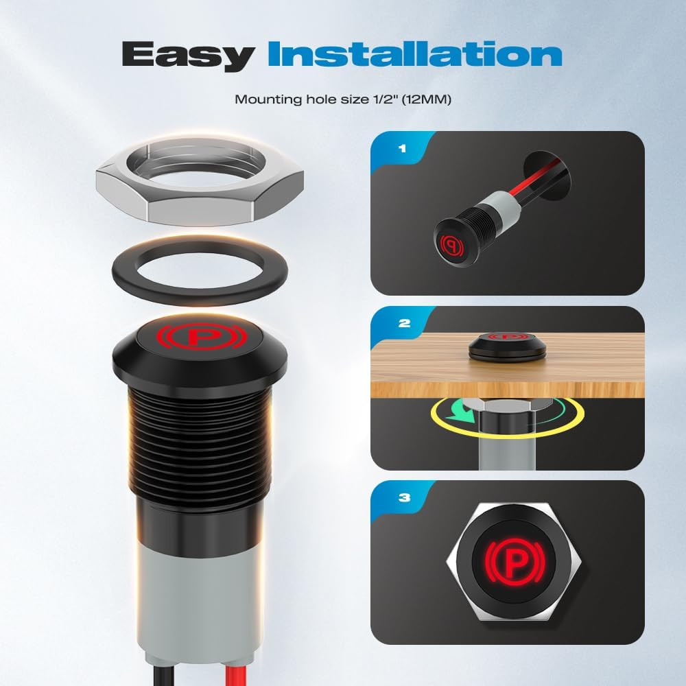 Indicator Light, 12V LED Small Indicator Light Waterproof 1/2" Panel Cutout 12V