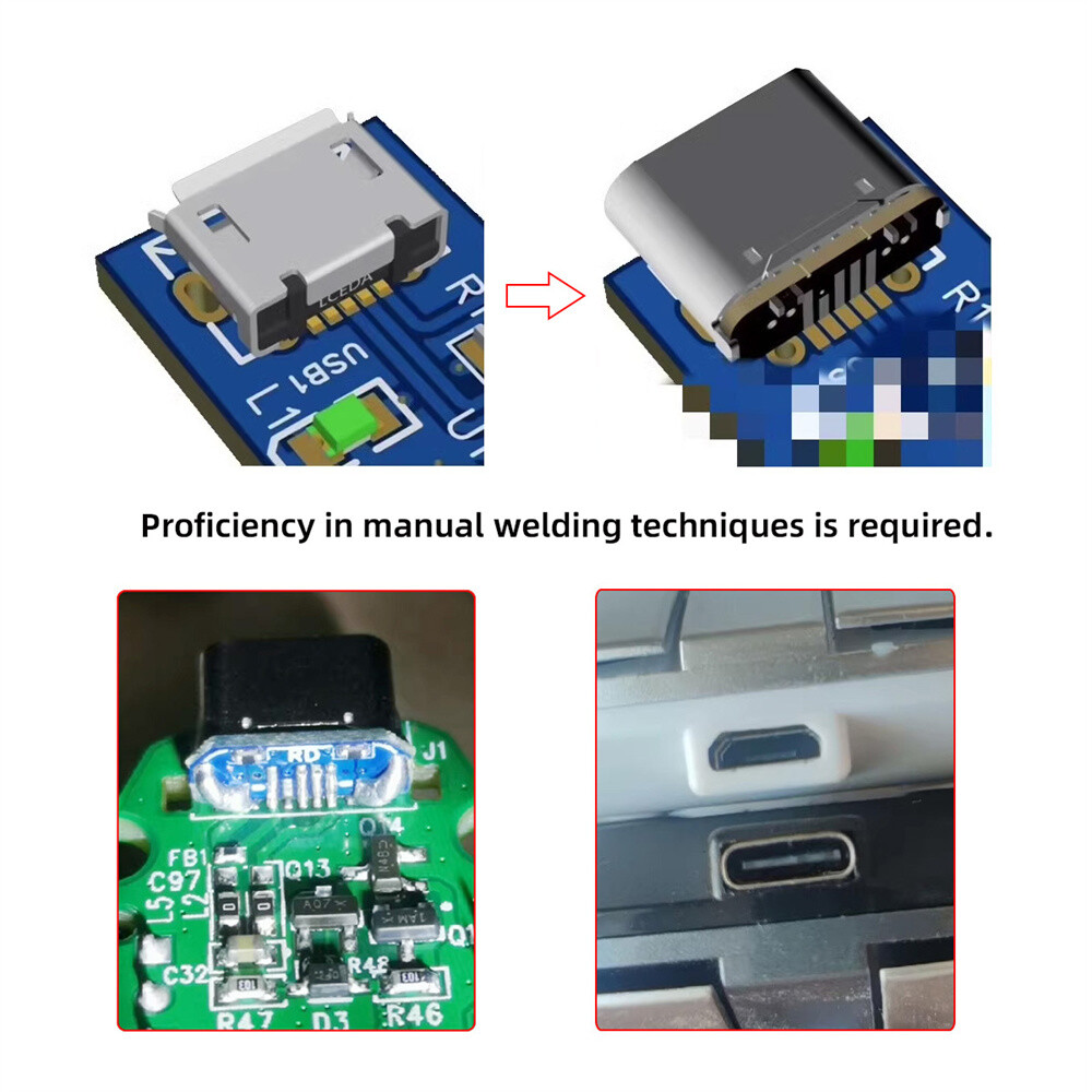 Cablecy 10pcs/lot DIY Solder Type-C Female Socket Connector Replace Micro-USB