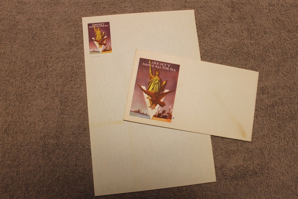Original WW2 U.S. Home Front Patriotic Letter Head and Matching Envelope Set