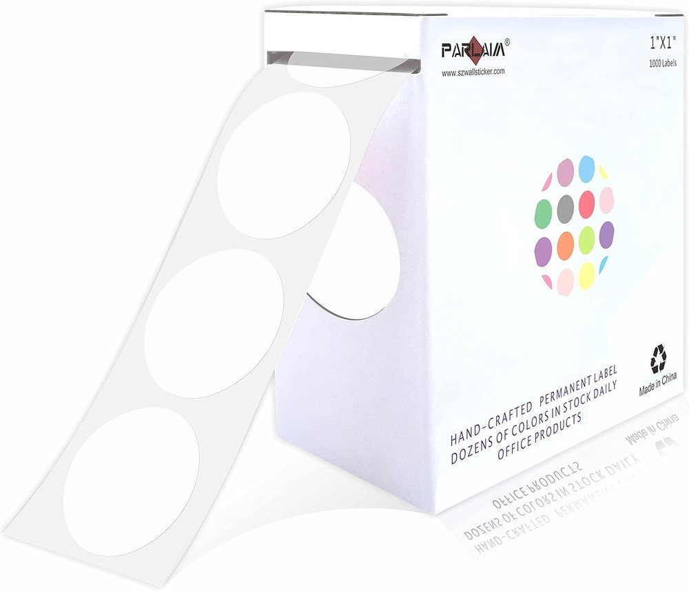 PARLAIM 1" White Round Color Coding Circle Dot Labels 1 Roll-1000PCS,