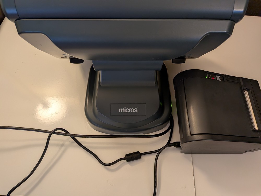 MICROS 5A POS Touchscreen Terminal, MICROS Stand, and Compatible Printer