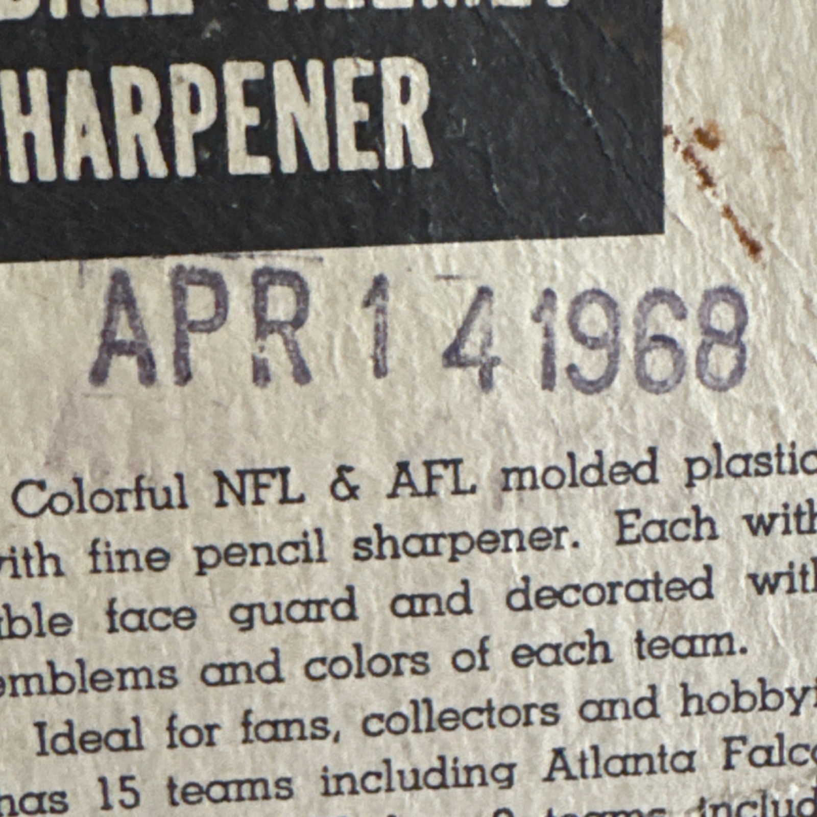 Green Bay Packers 1968 Official NFL Football Helmet Pencil Sharpener Vintage