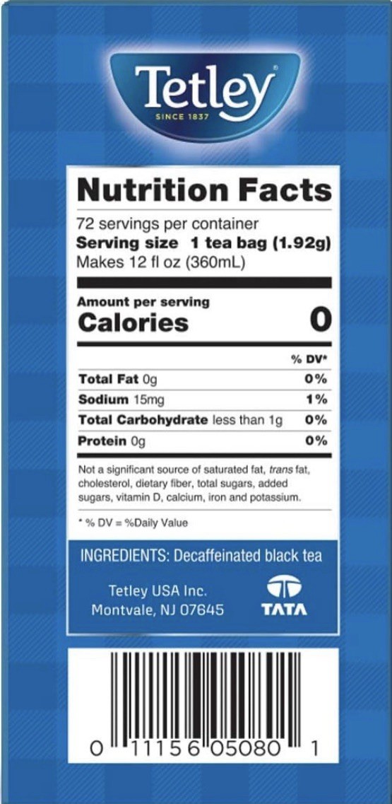 Tetley Classic Decaf Decaffeinated Black Tea 2 BOX Total 144 Bags HOT & COLD