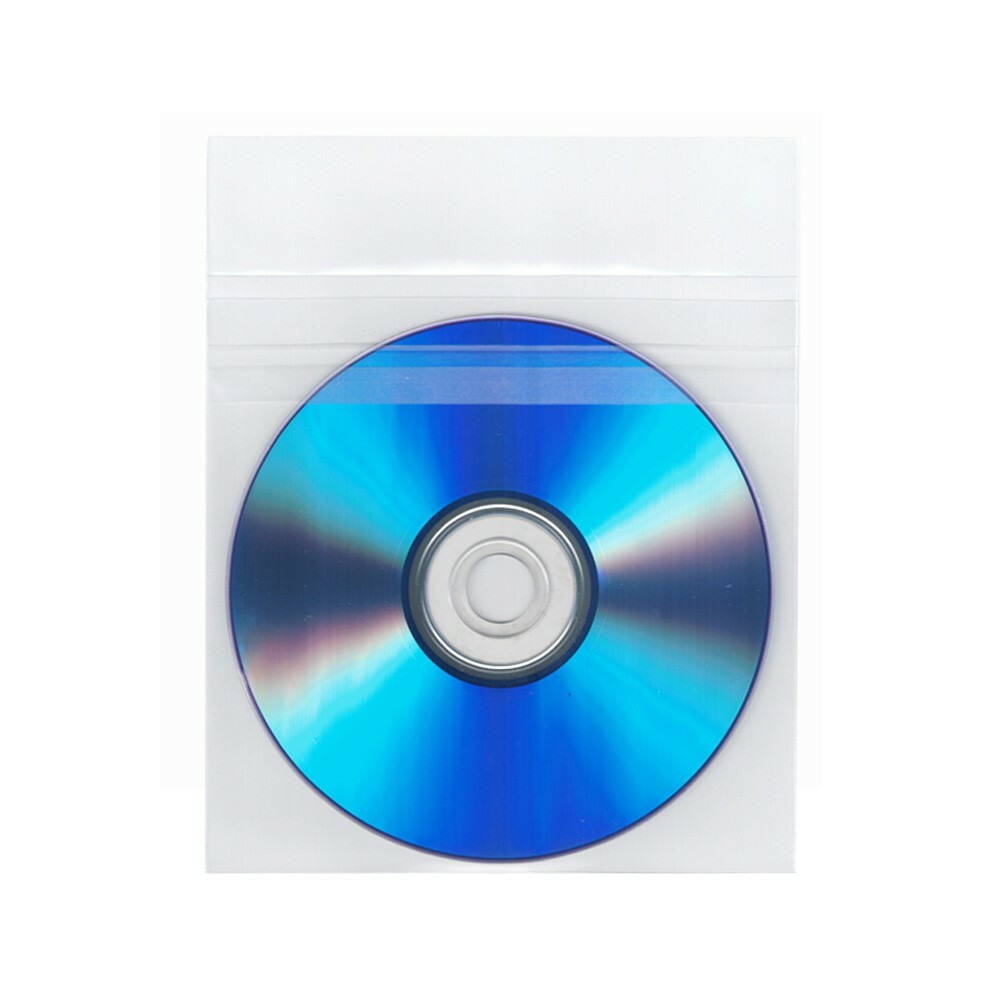 100 CPP Clear Plastic CD DVD Sleeve with Sealable Flap