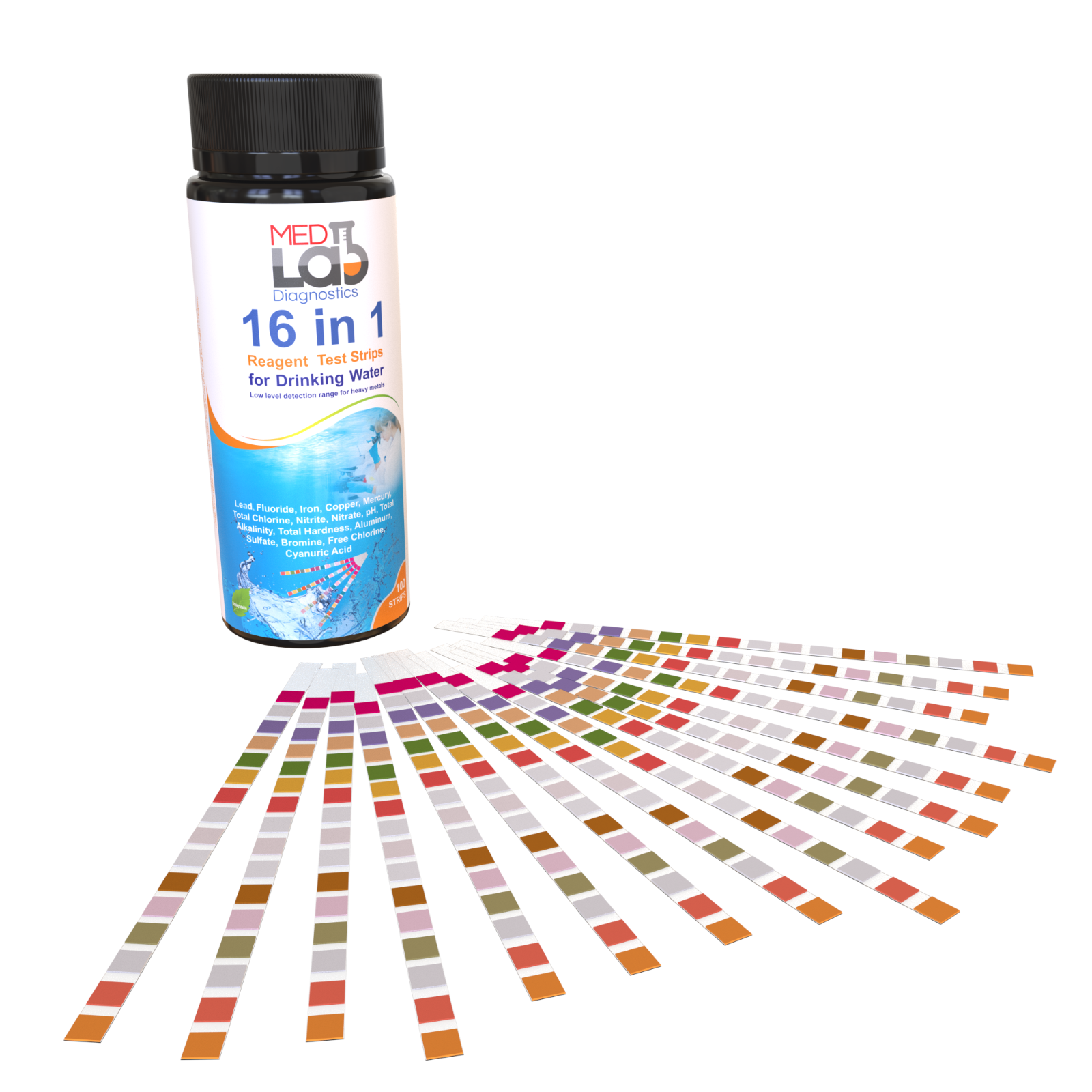 16 in 1 Drinking Water Test Kit Strips, 100 cnt. Home Water Quality Test for Tap