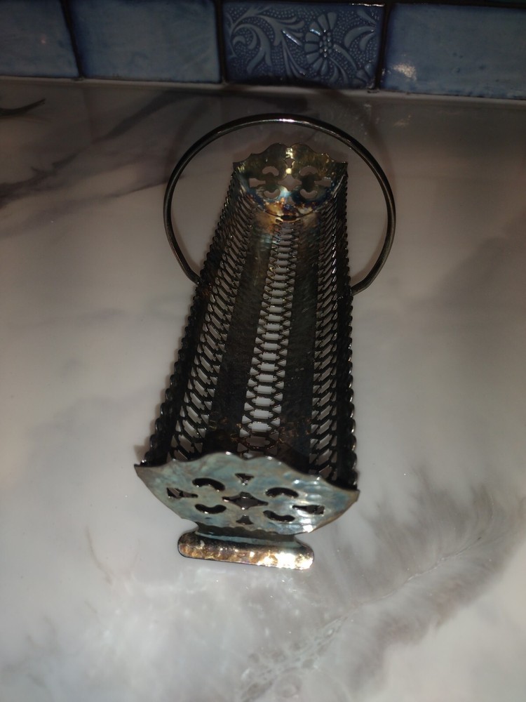 Silver Ware filigree silverware basket Victorian Table serving Decorative Basket