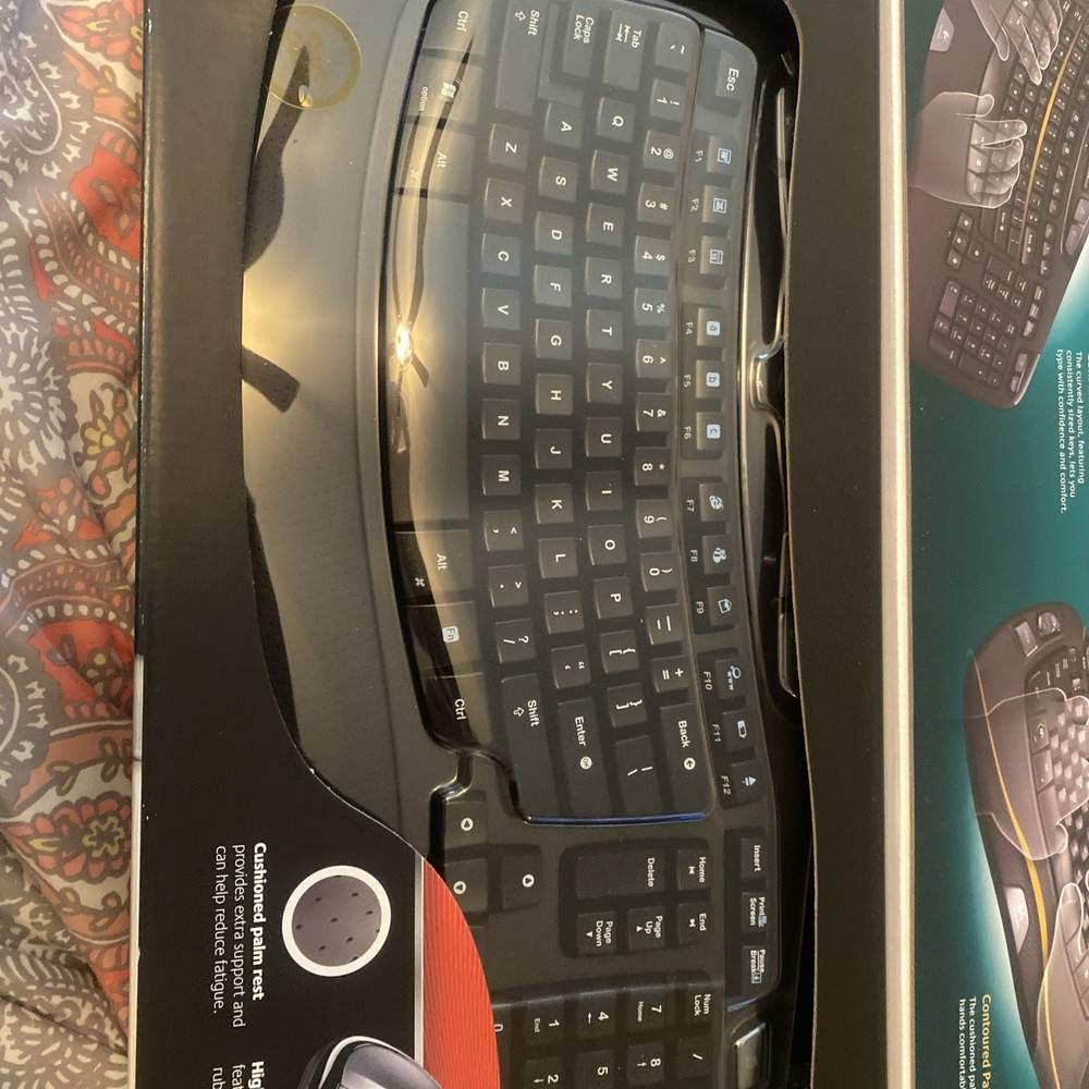 Logitech Cordless Desktop Wave Ergonomic Wireless Keyboard & Mouse Sealed