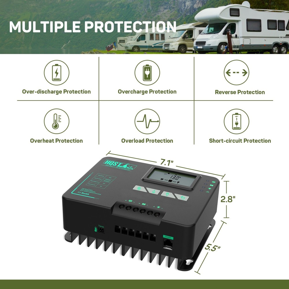 HQST 20A MPPT 12V/24V Solar Charge Controller with Parallel Charging & Bluetooth