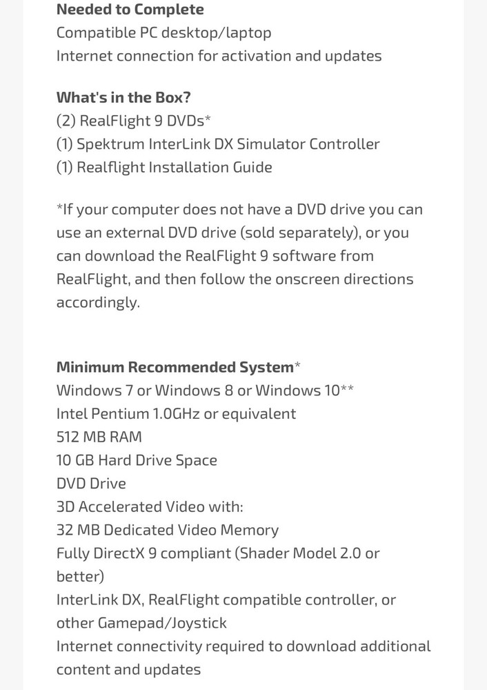 RealFlight RF 9.5s Flight Simulator with Spektrum Interlink-DX Controller