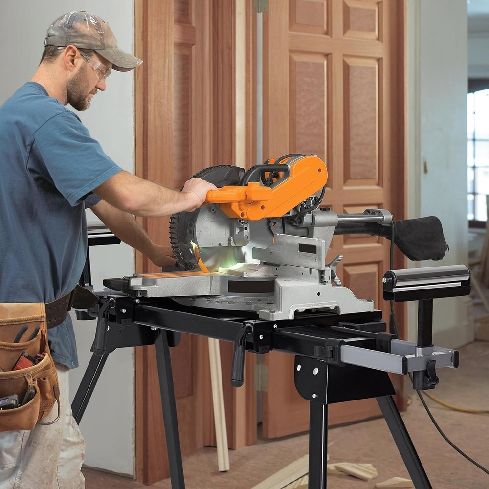 Universal Miter Saw Stand 330Lb Load Capacity Adjustable Support Arms