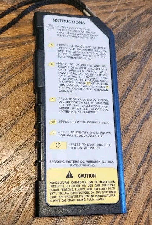 TeeJet Calibration Calculator For Spraying Systems