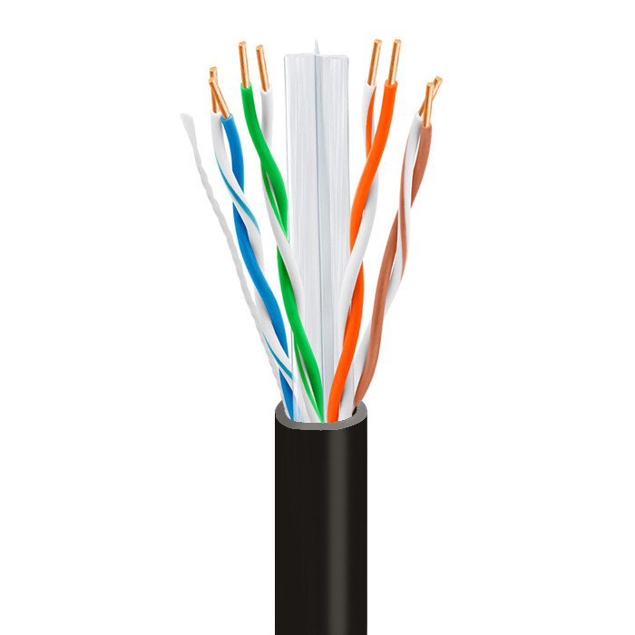 TSCables 550Mhz Cat6 Plenum 100% Solid Bare Copper UTP Ethernet Cable Black