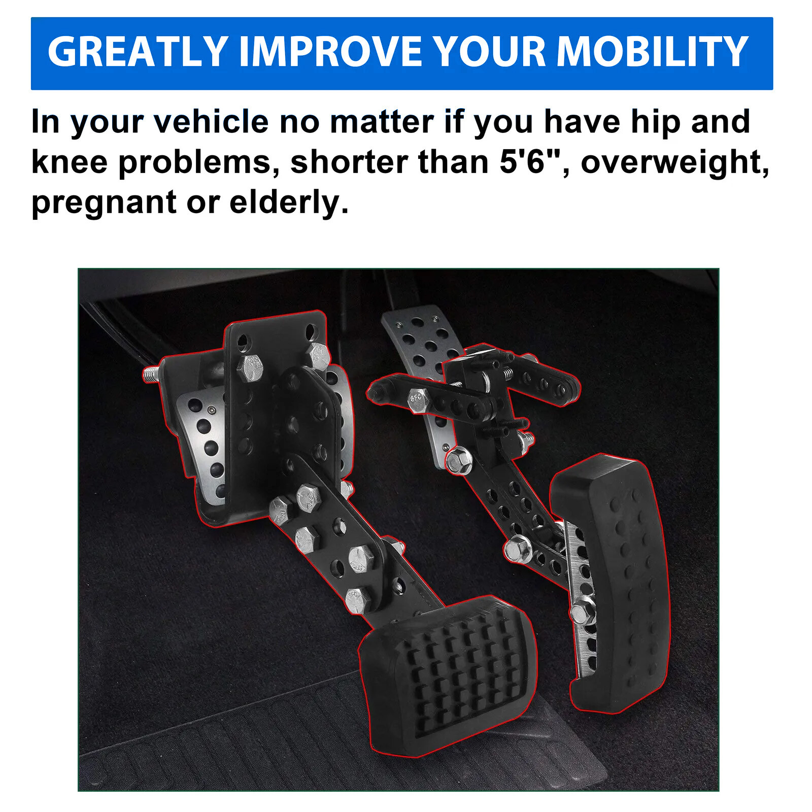 Gas and Brake Pedal Extenders for Cars，Go Kart，for Short Drivers People