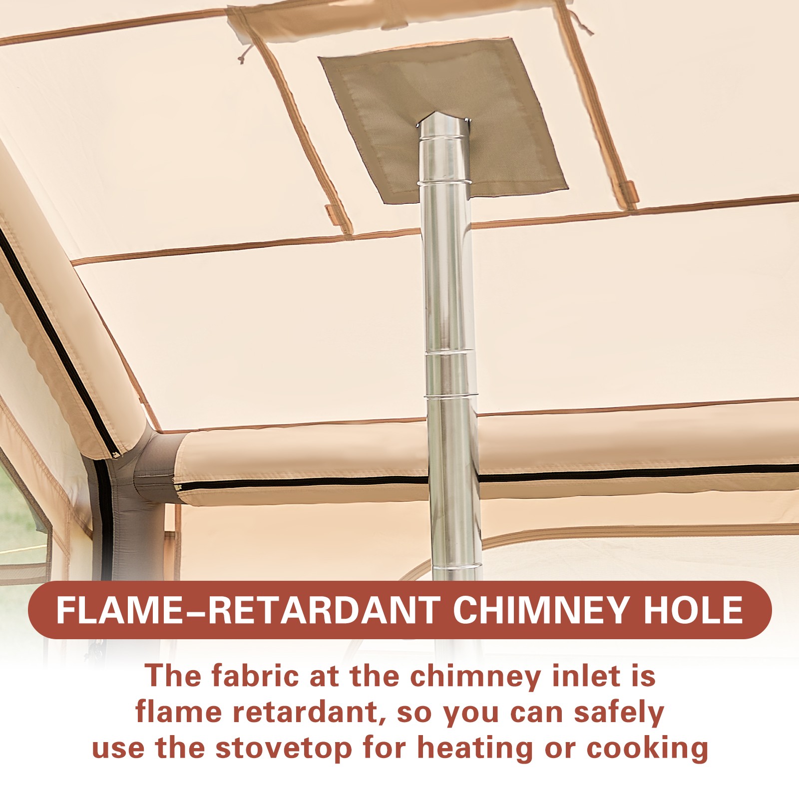 Portable Inflatable Camping Tent 6 Person Waterproof w/ Stove Jack Window