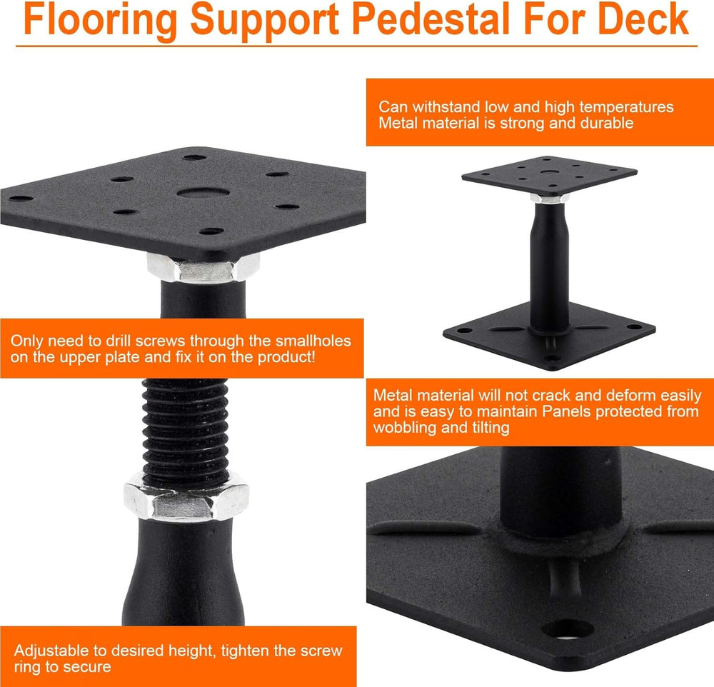 4 Pack Adjustable Support Jack for Floor, Deck Foundation, RV Step Stabilizer, M