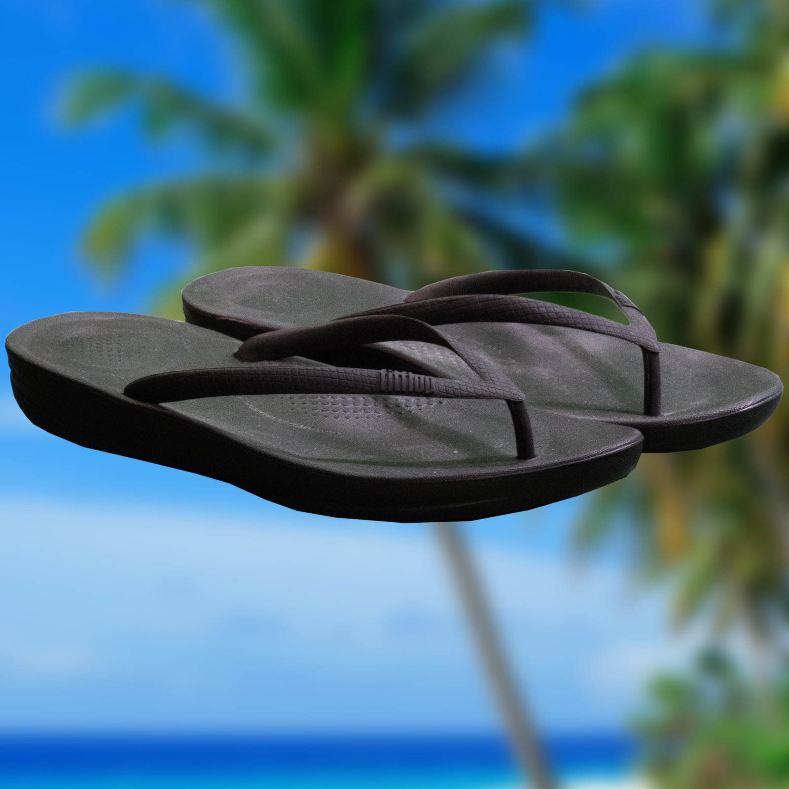 FitFlop IQushion Ergonomic Comfort black Flip Flops Women's US 8