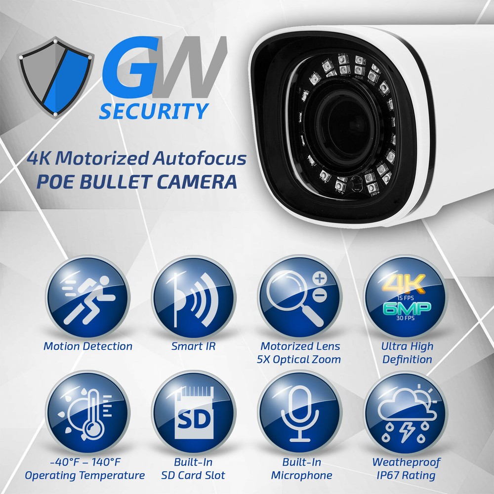 MXStar 4K 5X Motorized Zoom Autofocus Bullet Security Camera