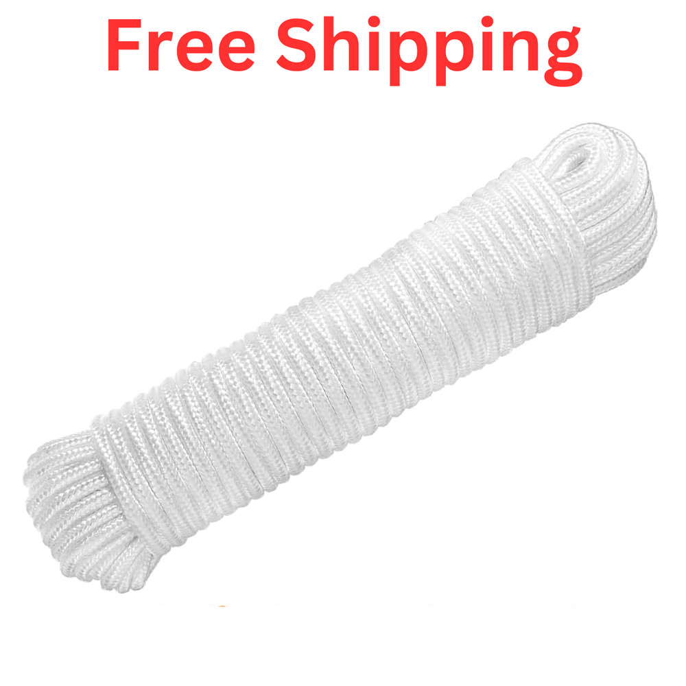 Nylon Poly Rope Flag Pole Polypropylene Clothes Line Camping 90 ft 1/4 inch