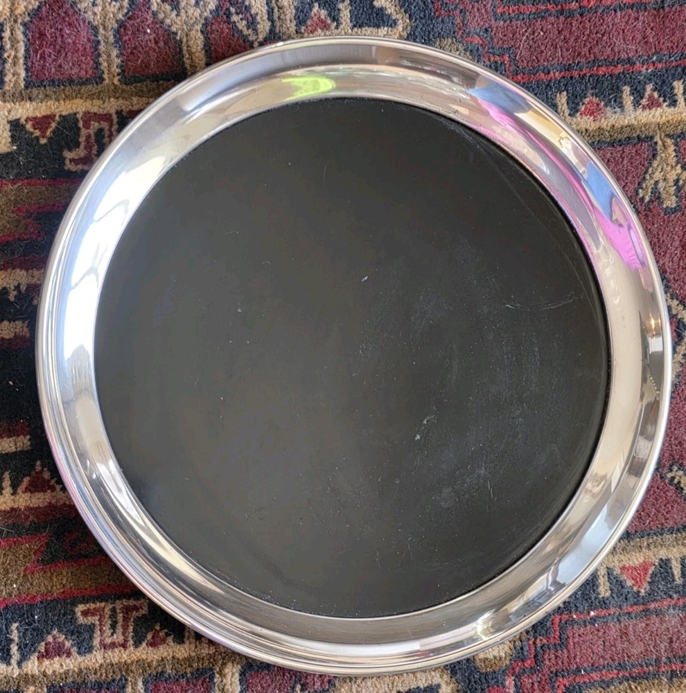 Vintage GORHAM YC 842 electroplate EP   Bar Serving Tray 12" Retro Black Silver