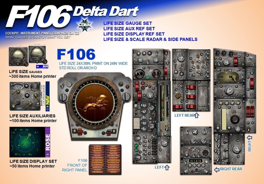 F106 DELTA DART 'SIX' COCKPIT instrument panel CDkit