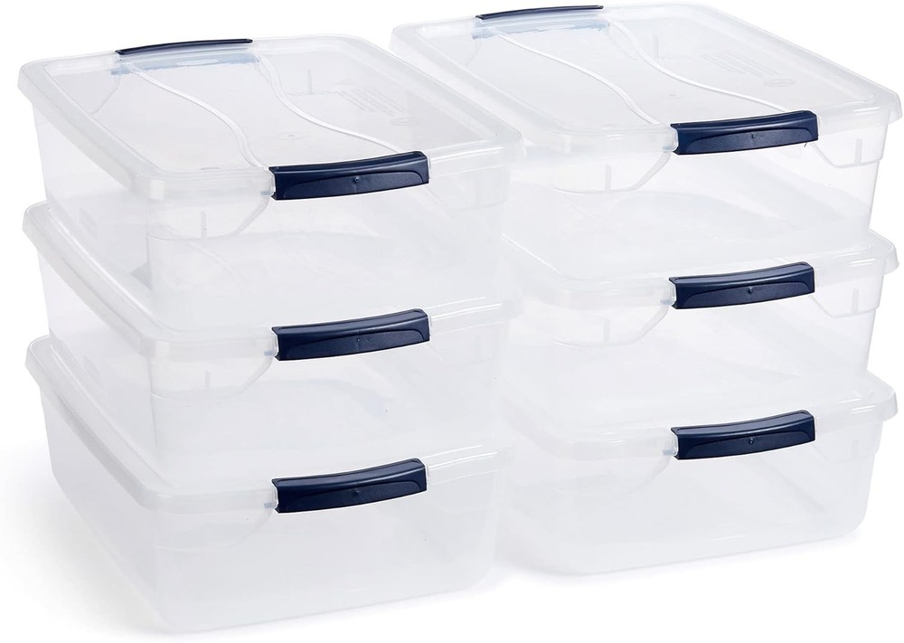 Rubbermaid 17-Quart Clear Storage Bins with Lids, 6-Pack, Stackable, BPA-Free