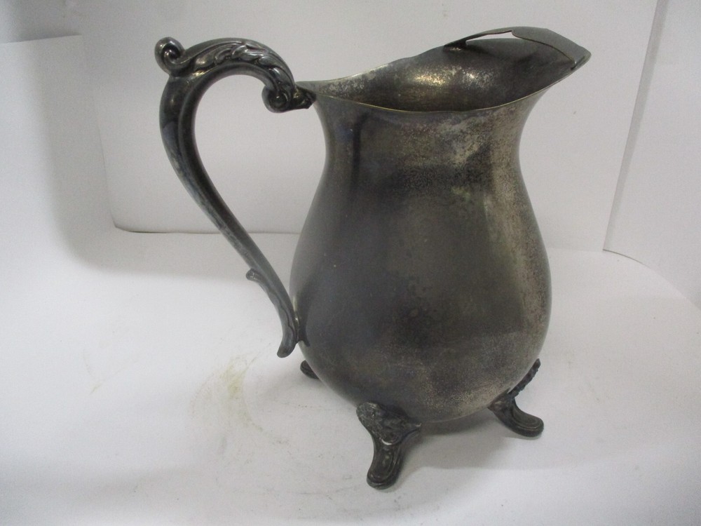 Vintage Unmarked Silverplate Pitcher with Ice Lip