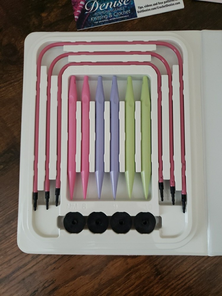 Denise Interchangeable Knitting Needles Complete Kit Pink case