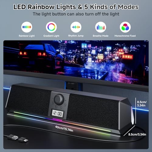 R80 Bluetooth Computer Speakers, USB Plug & Play PC Speakers with Black